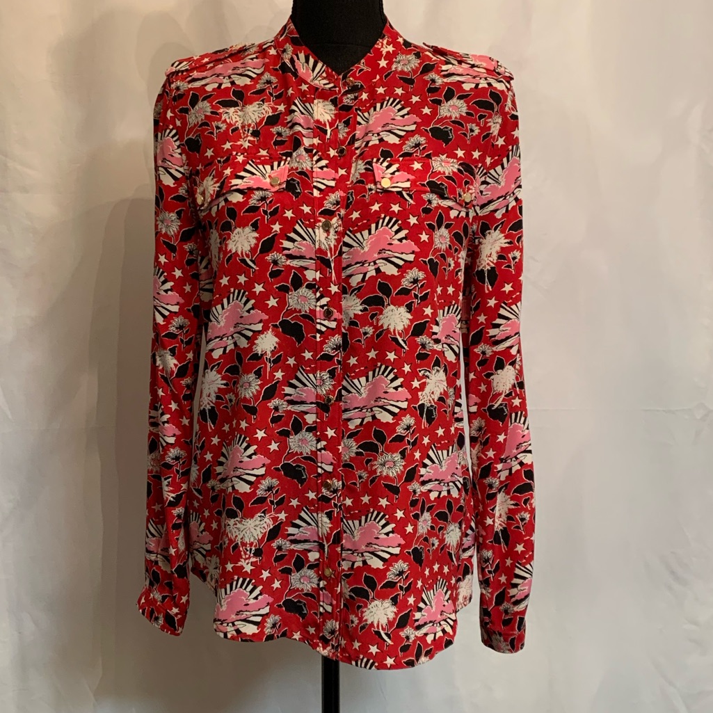 Red Patterned Button-Down